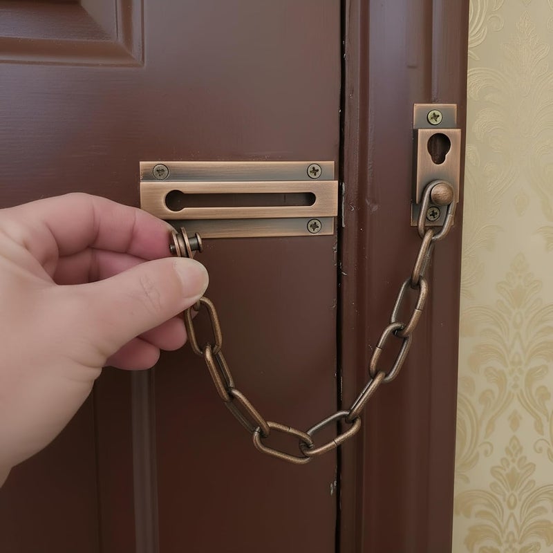 Siwil Security Door Lock Chain Heavy-Duty, Long Chain & Solid Brass with Antique Finished, Strong and Rust-Resistant Chain Locks Guard (Antique) - Image 2